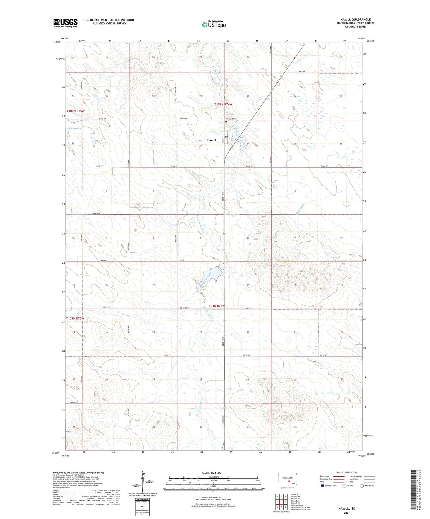 Hamill South Dakota US Topo Map Image