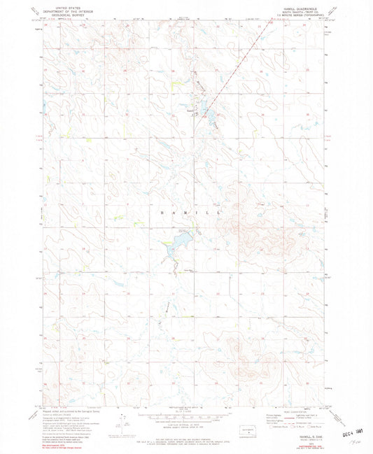 Classic USGS Hamill South Dakota 7.5'x7.5' Topo Map Image