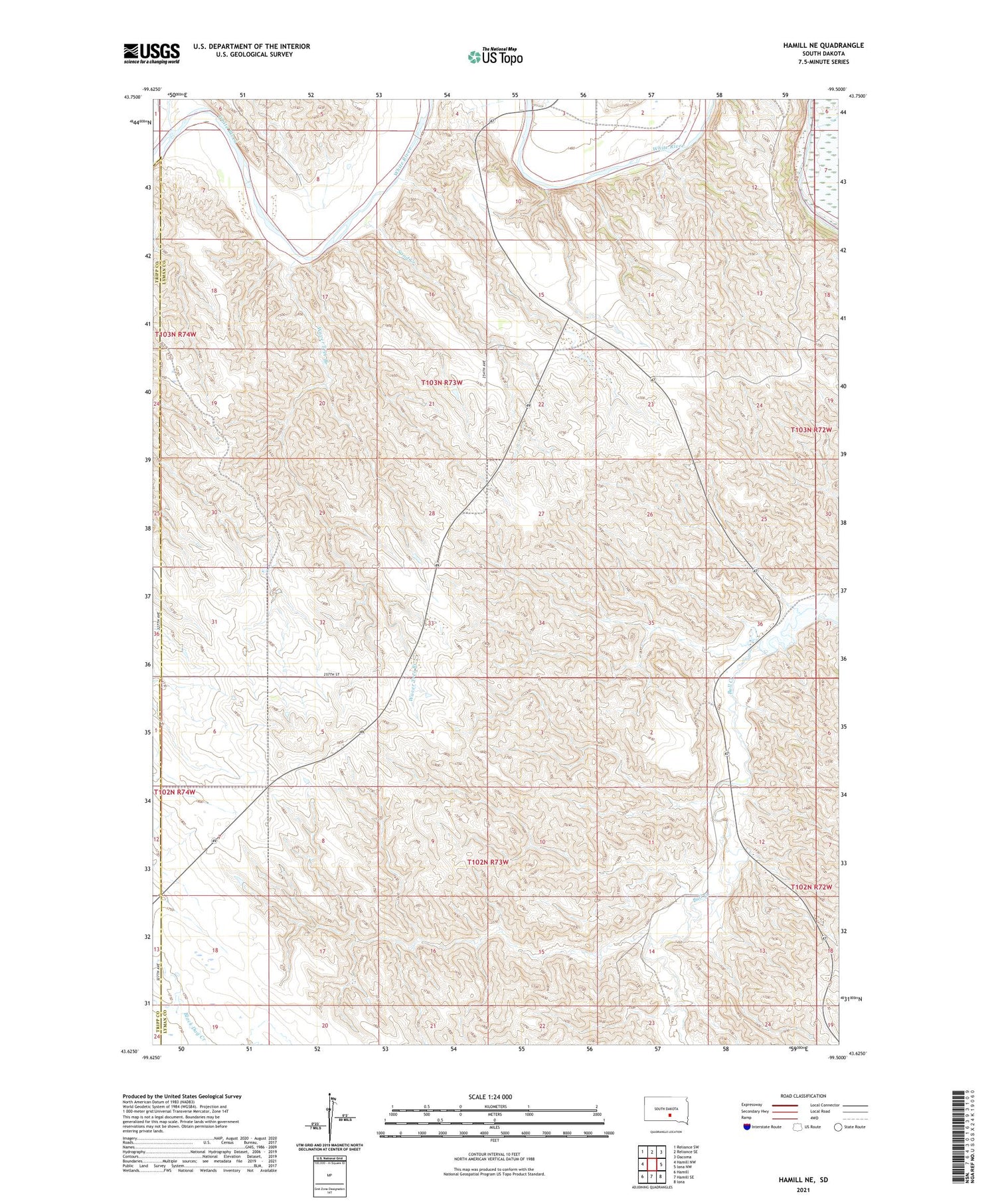 Hamill NE South Dakota US Topo Map Image