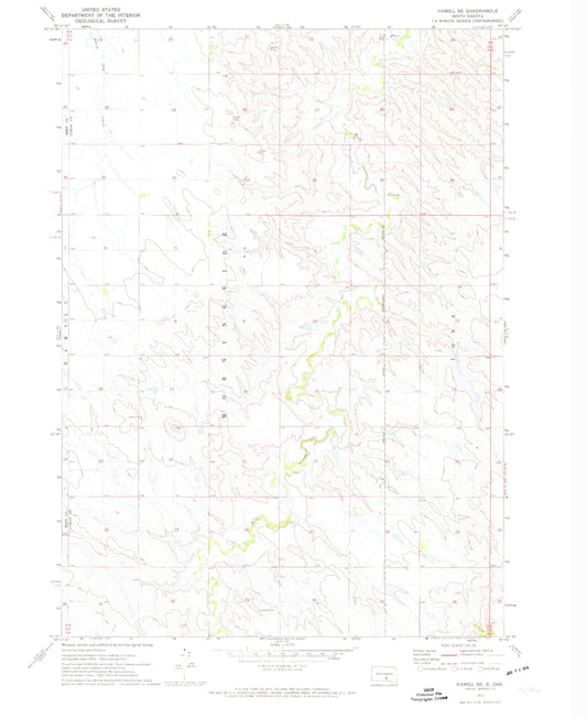 Classic USGS Hamill SE South Dakota 7.5'x7.5' Topo Map Image