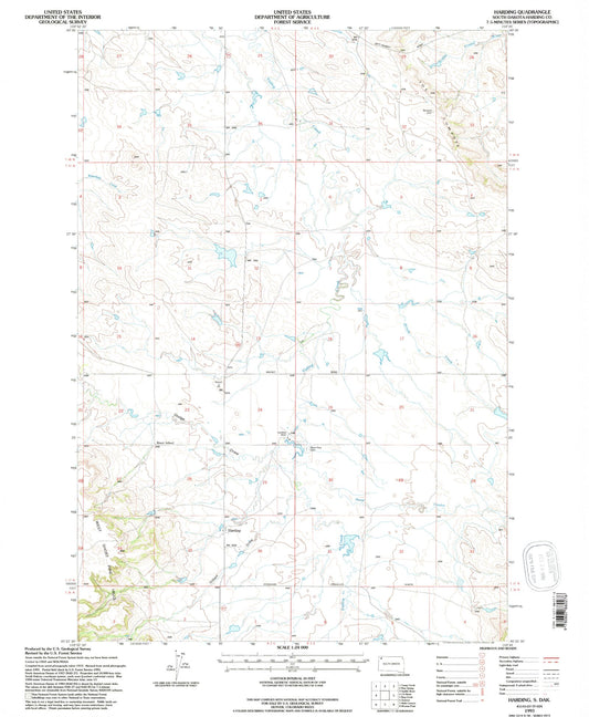Classic USGS Harding South Dakota 7.5'x7.5' Topo Map Image