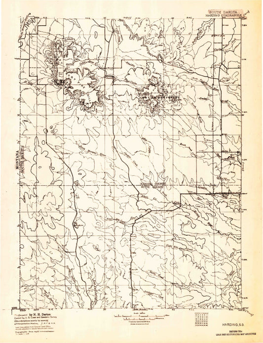 Historic 1935 Harding South Dakota 30'x30' Topo Map Image