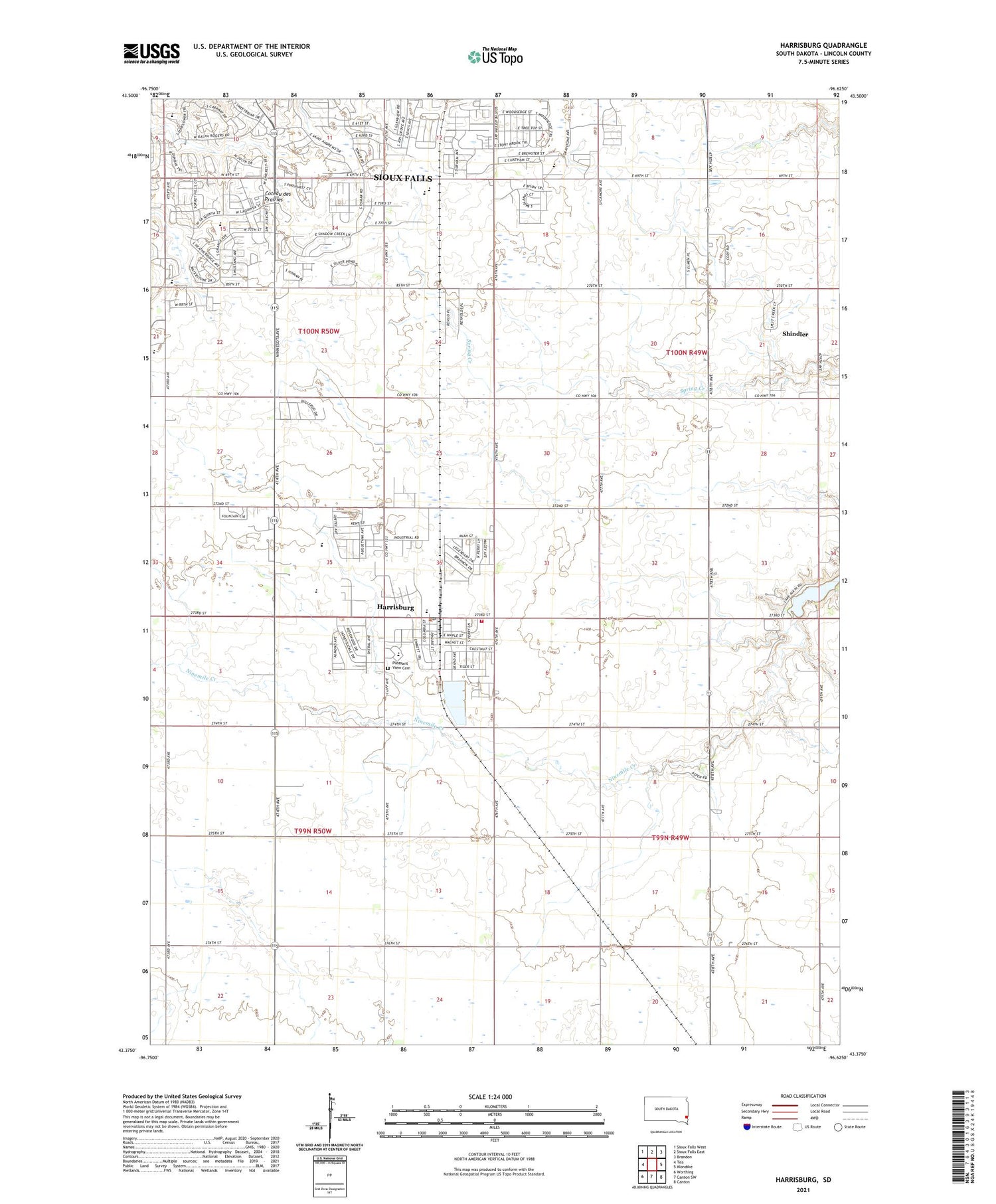Harrisburg South Dakota US Topo Map Image