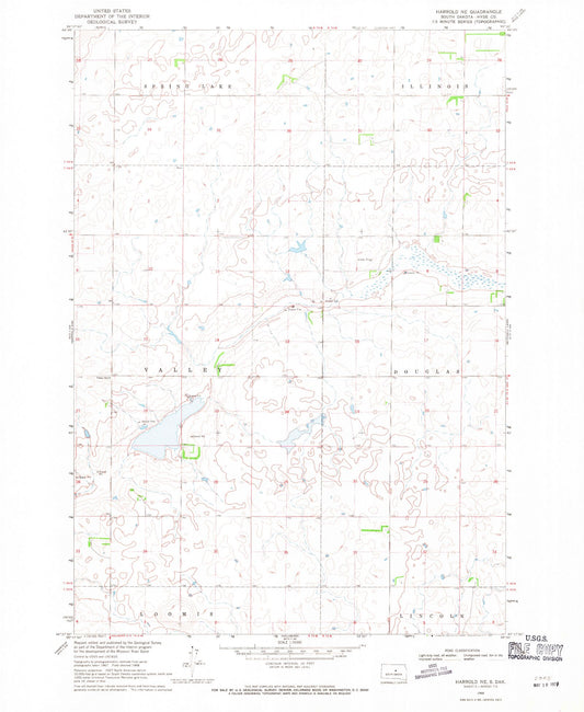Classic USGS Harrold NE South Dakota 7.5'x7.5' Topo Map Image