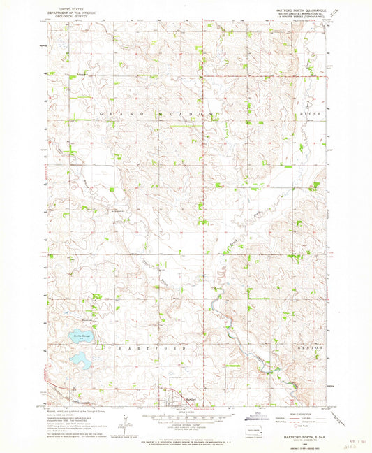 Classic USGS Hartford North South Dakota 7.5'x7.5' Topo Map Image