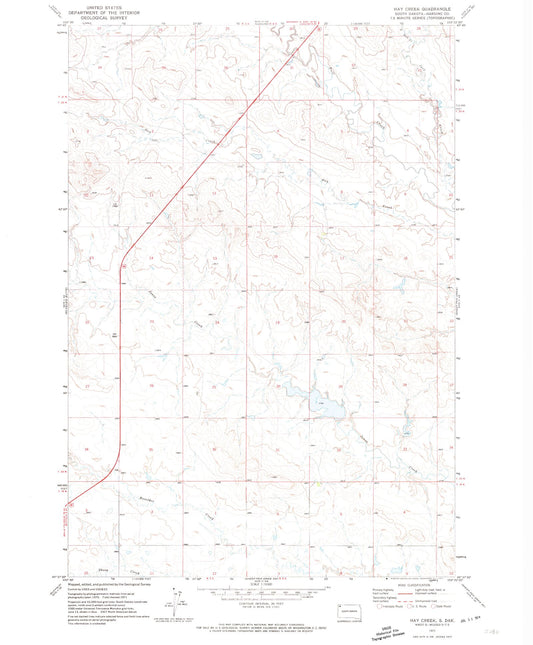 Classic USGS Hay Creek South Dakota 7.5'x7.5' Topo Map Image