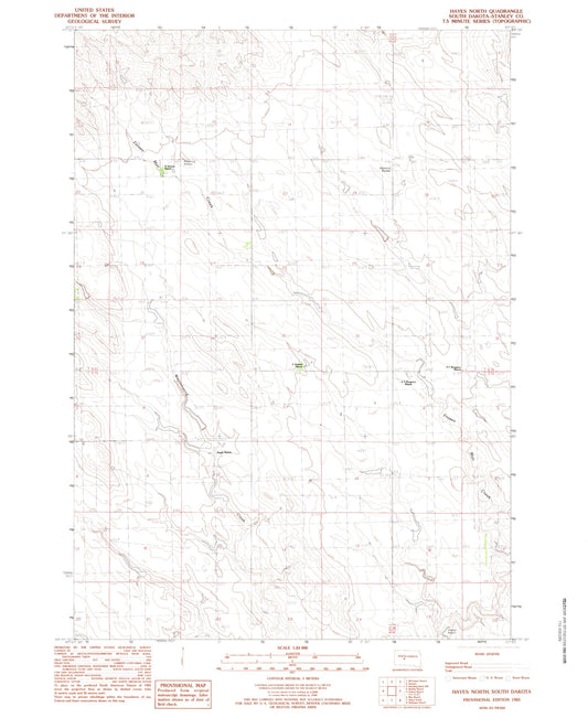 Classic USGS Hayes North South Dakota 7.5'x7.5' Topo Map Image