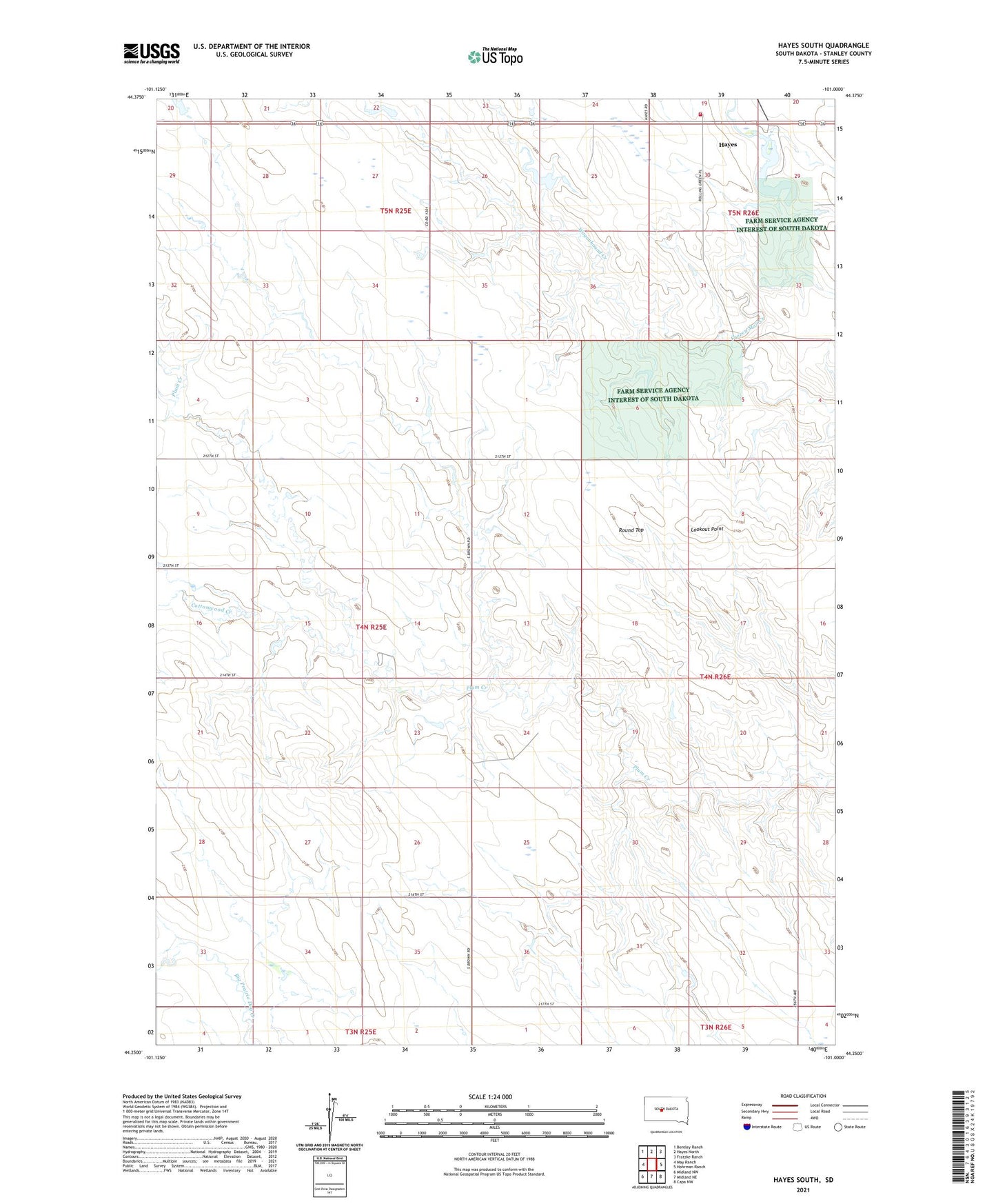 Hayes South South Dakota US Topo Map Image