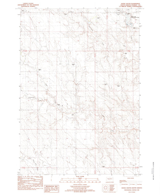 Classic USGS Hayes South South Dakota 7.5'x7.5' Topo Map Image
