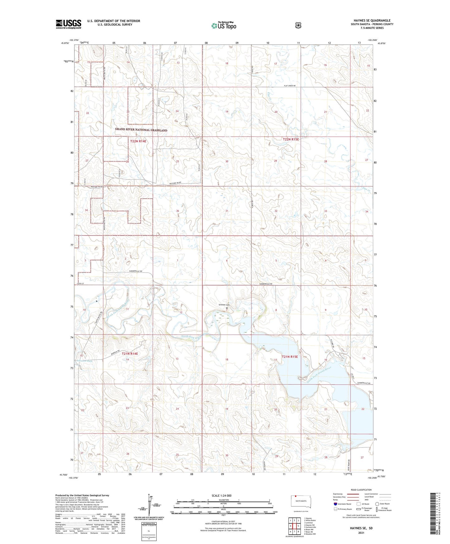 Haynes SE South Dakota US Topo Map Image