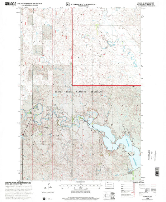 Classic USGS Haynes SE South Dakota 7.5'x7.5' Topo Map Image