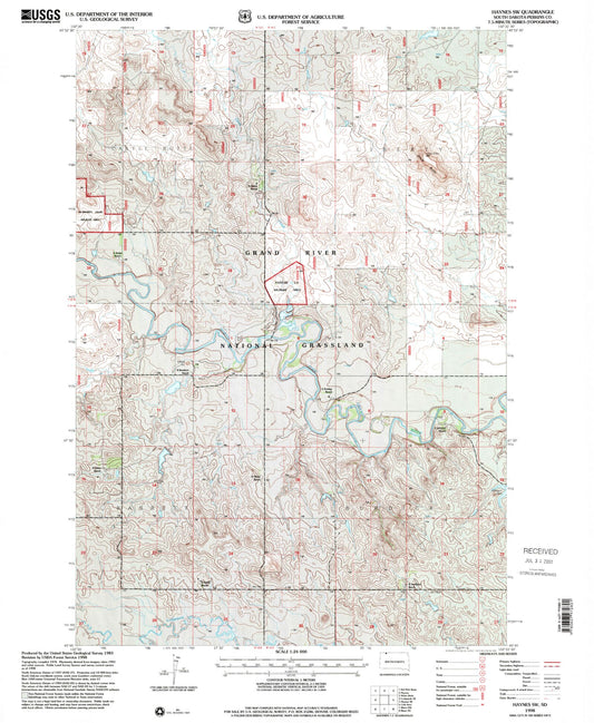 Classic USGS Haynes SW South Dakota 7.5'x7.5' Topo Map Image