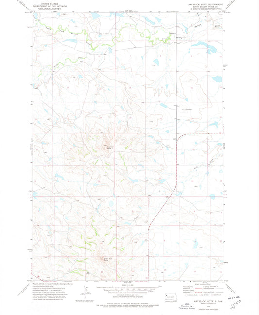 Classic USGS Haystack Butte South Dakota 7.5'x7.5' Topo Map Image