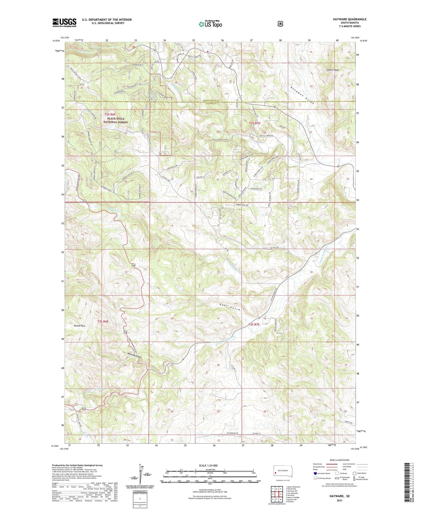 Hayward South Dakota US Topo Map Image