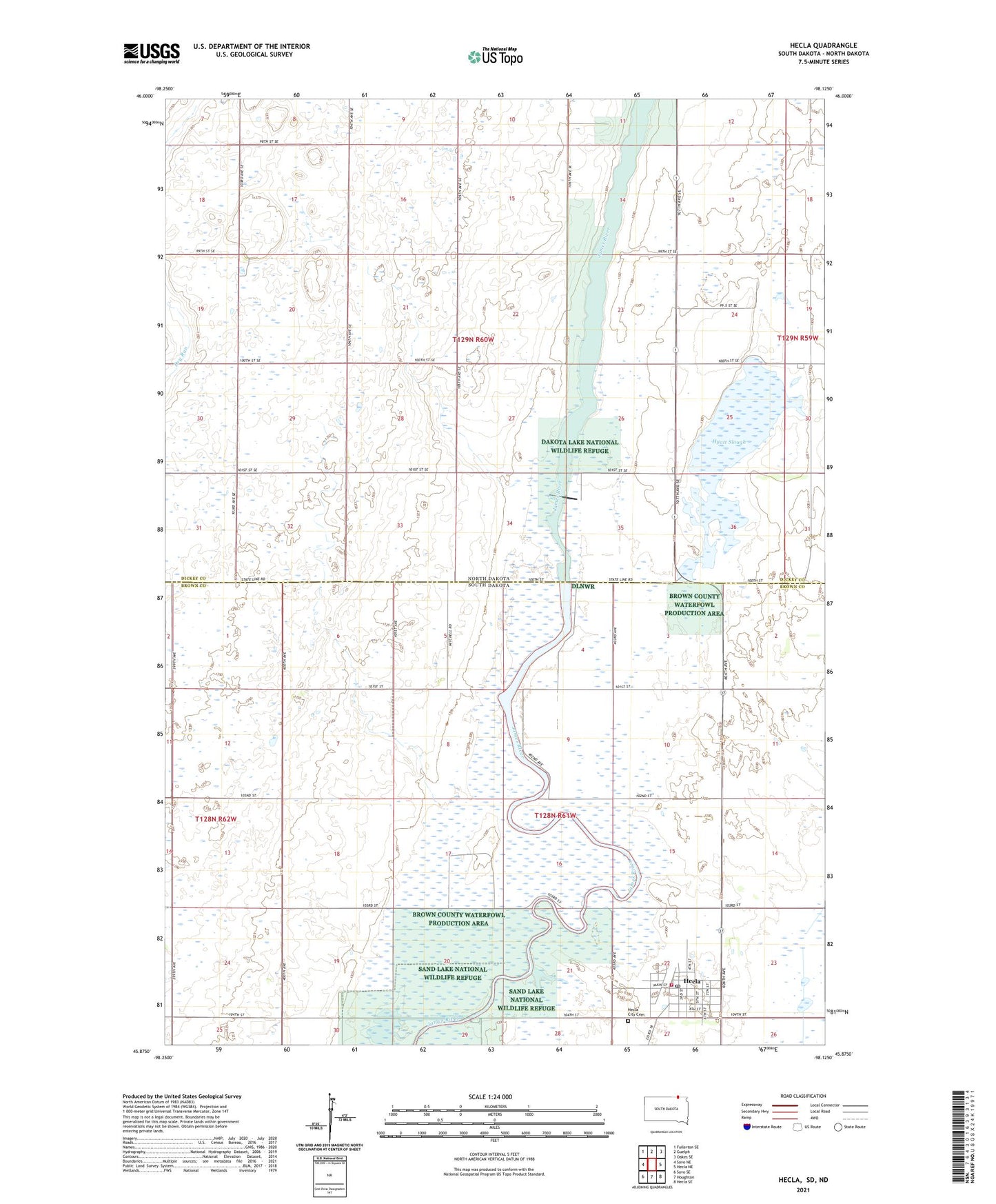 Hecla South Dakota US Topo Map Image