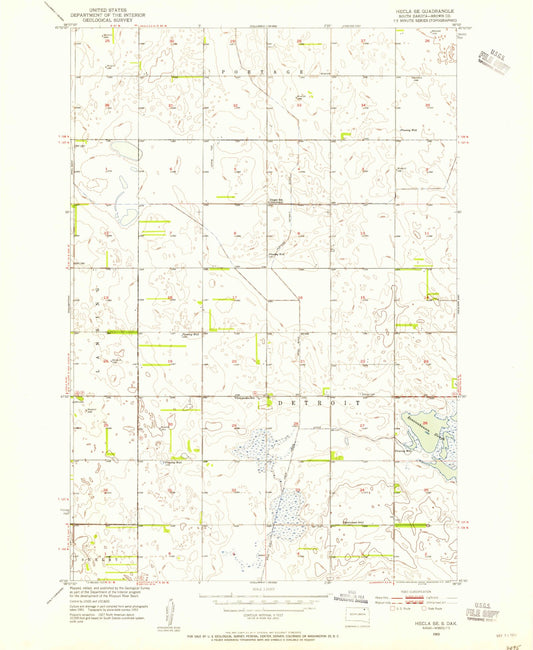 Classic USGS Hecla SE South Dakota 7.5'x7.5' Topo Map Image