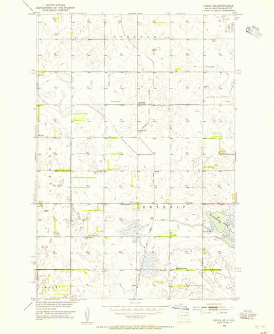 Classic USGS Hecla SE South Dakota 7.5'x7.5' Topo Map Image