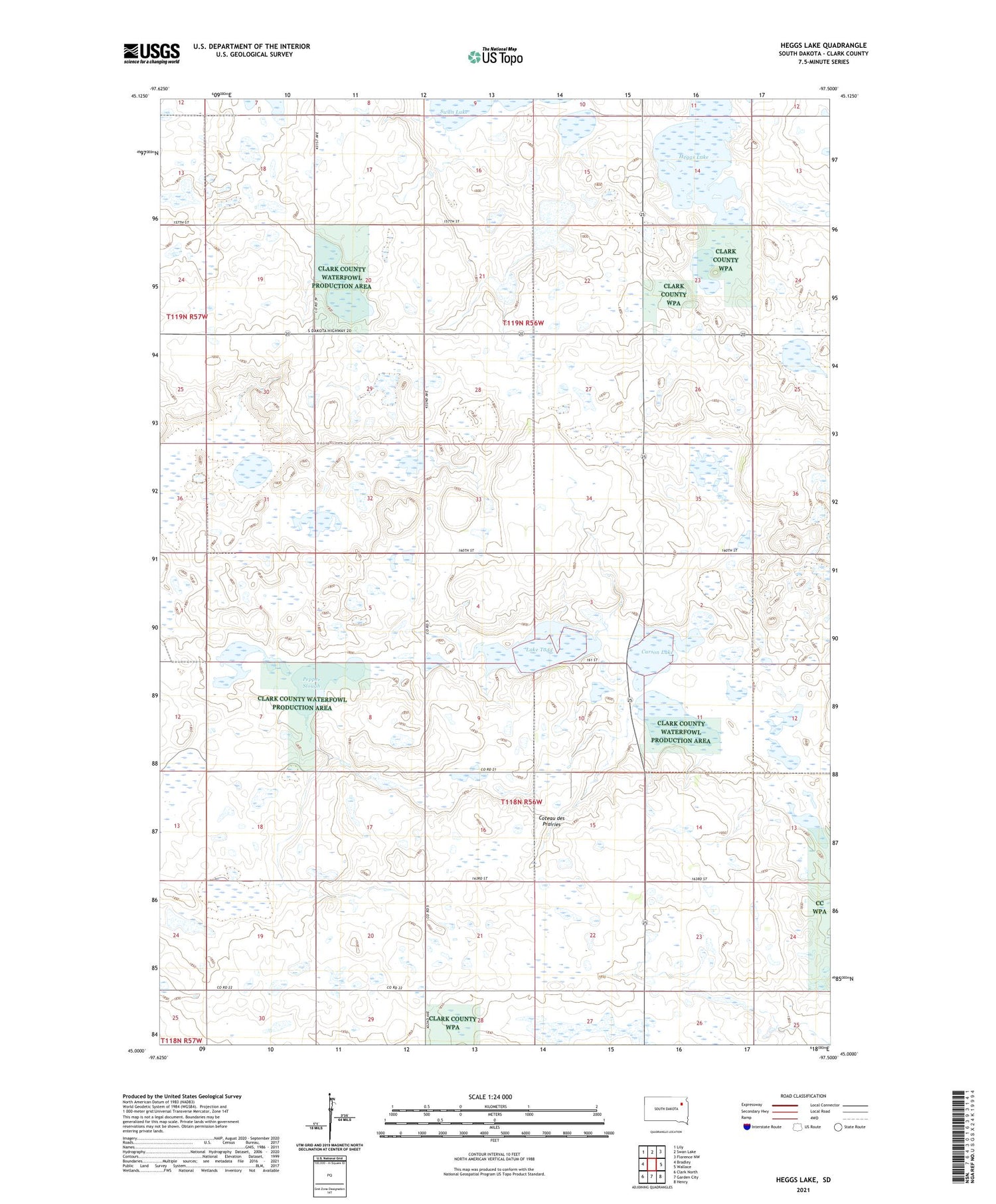 Heggs Lake South Dakota US Topo Map Image