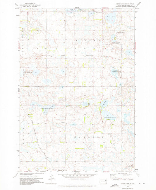 Classic USGS Heggs Lake South Dakota 7.5'x7.5' Topo Map Image