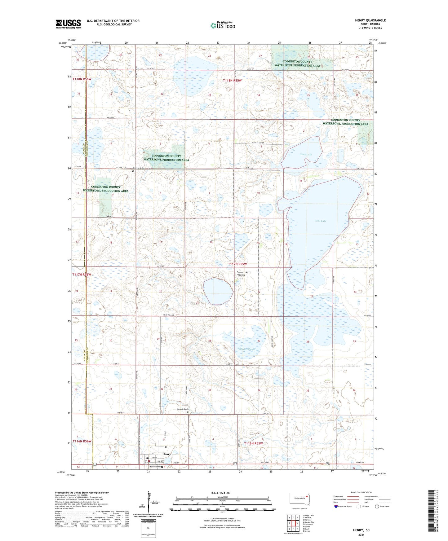 Henry South Dakota US Topo Map Image