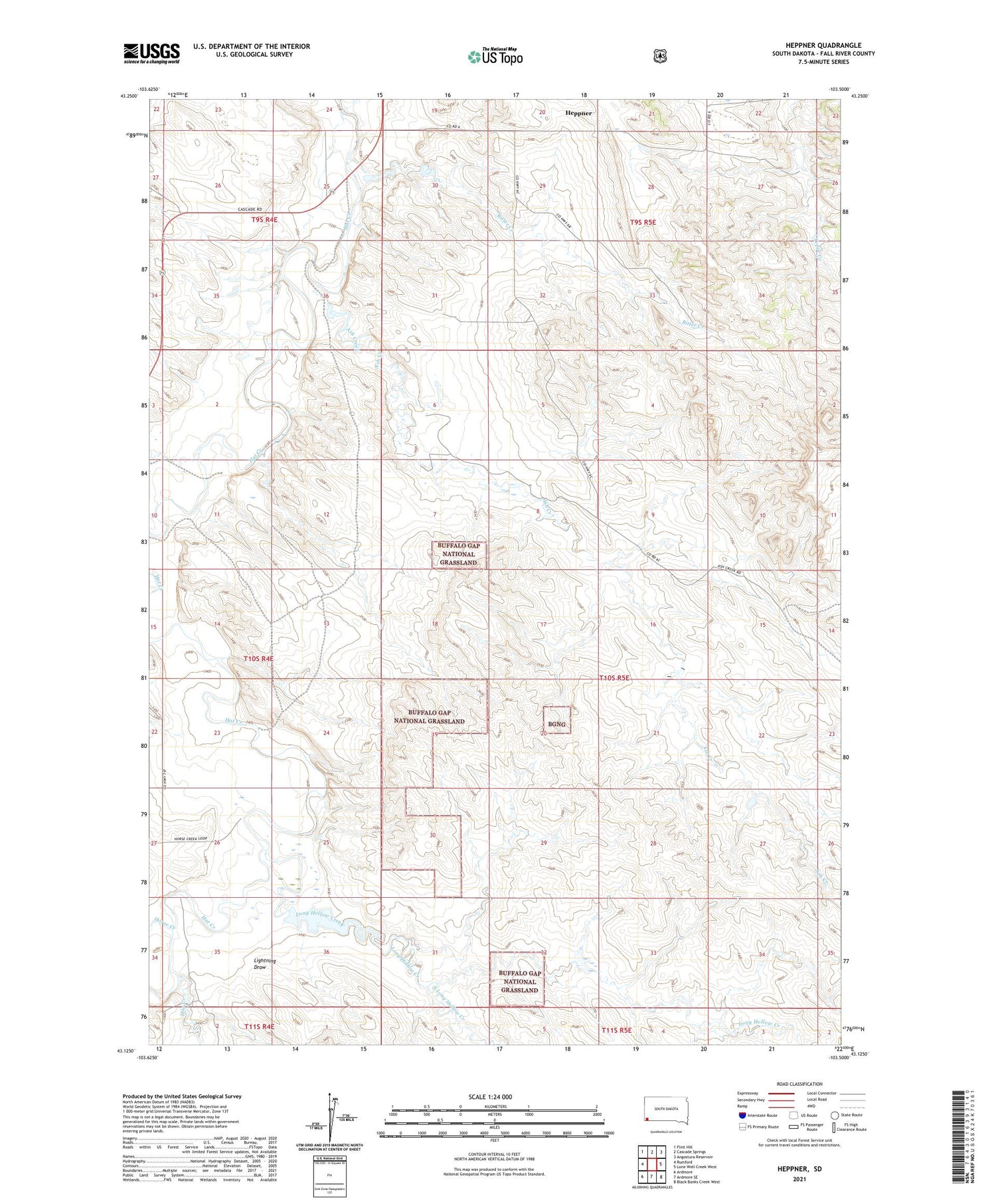 Heppner South Dakota US Topo Map Image