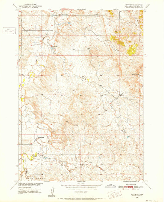 Classic USGS Heppner South Dakota 7.5'x7.5' Topo Map Image