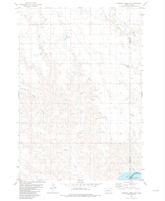 Classic USGS Herbert Creek SW South Dakota 7.5'x7.5' Topo Map Image