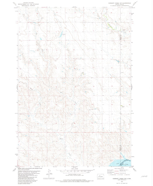 Classic USGS Herbert Creek SW South Dakota 7.5'x7.5' Topo Map Image