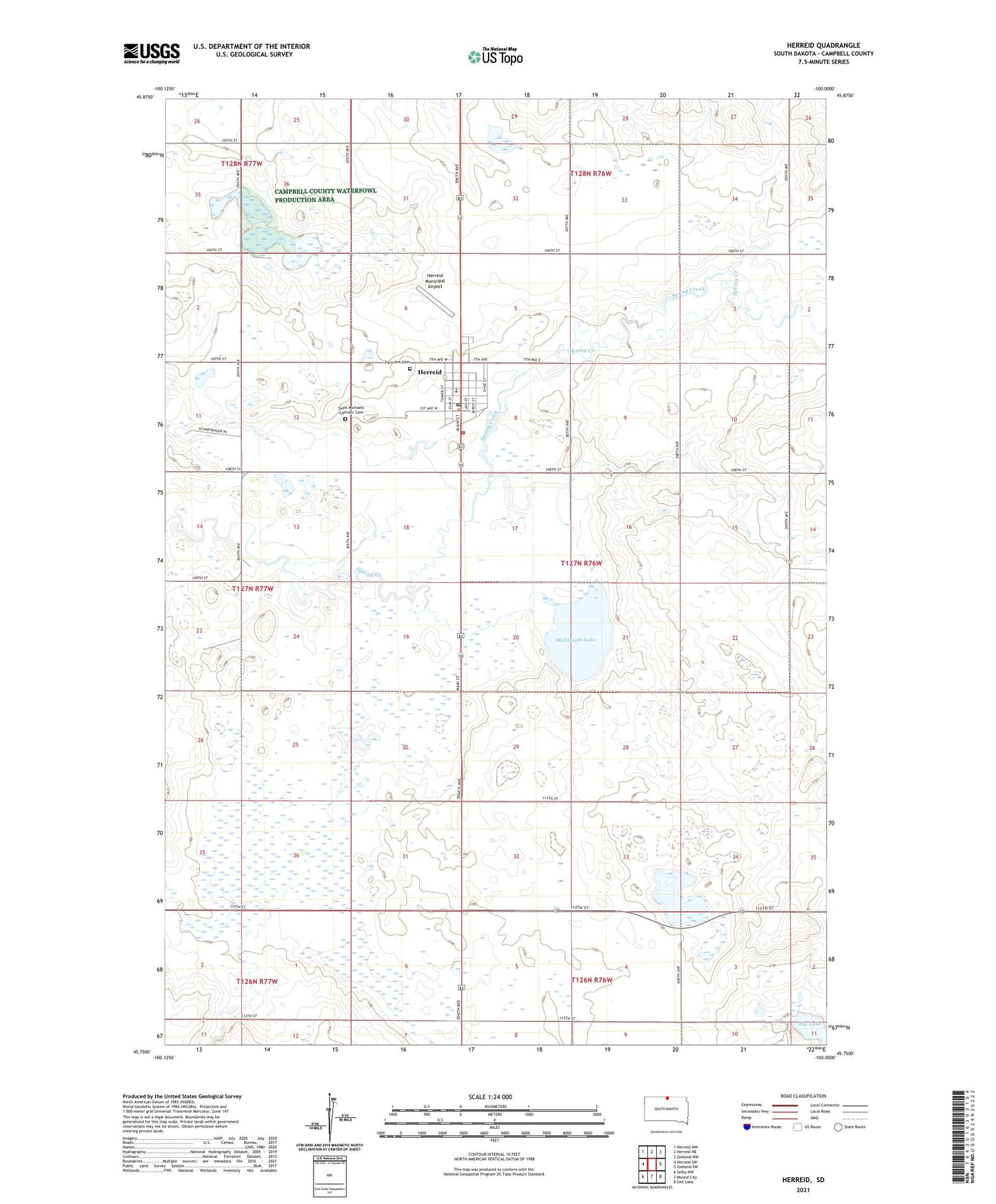 Herreid South Dakota US Topo Map Image