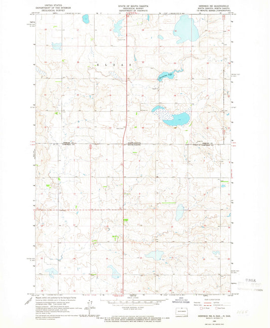 Classic USGS Herreid NE South Dakota 7.5'x7.5' Topo Map Image