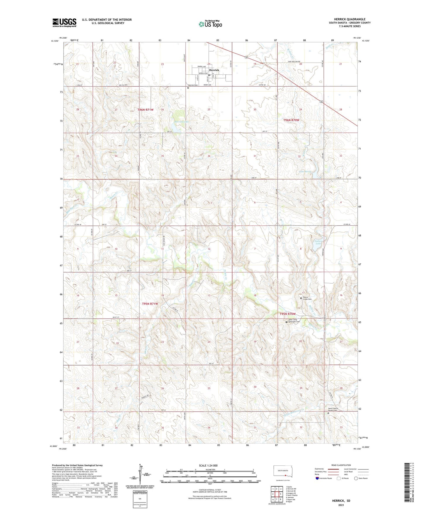 Herrick South Dakota US Topo Map Image