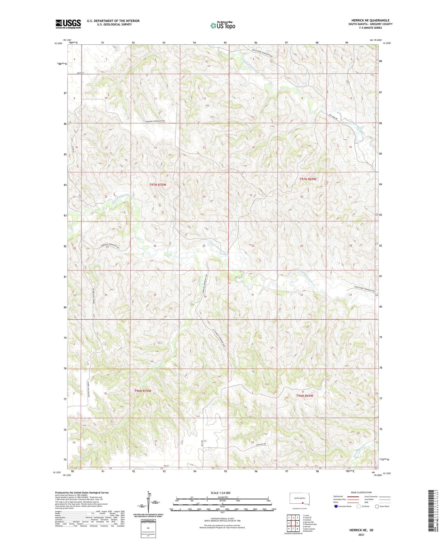 Herrick NE South Dakota US Topo Map Image
