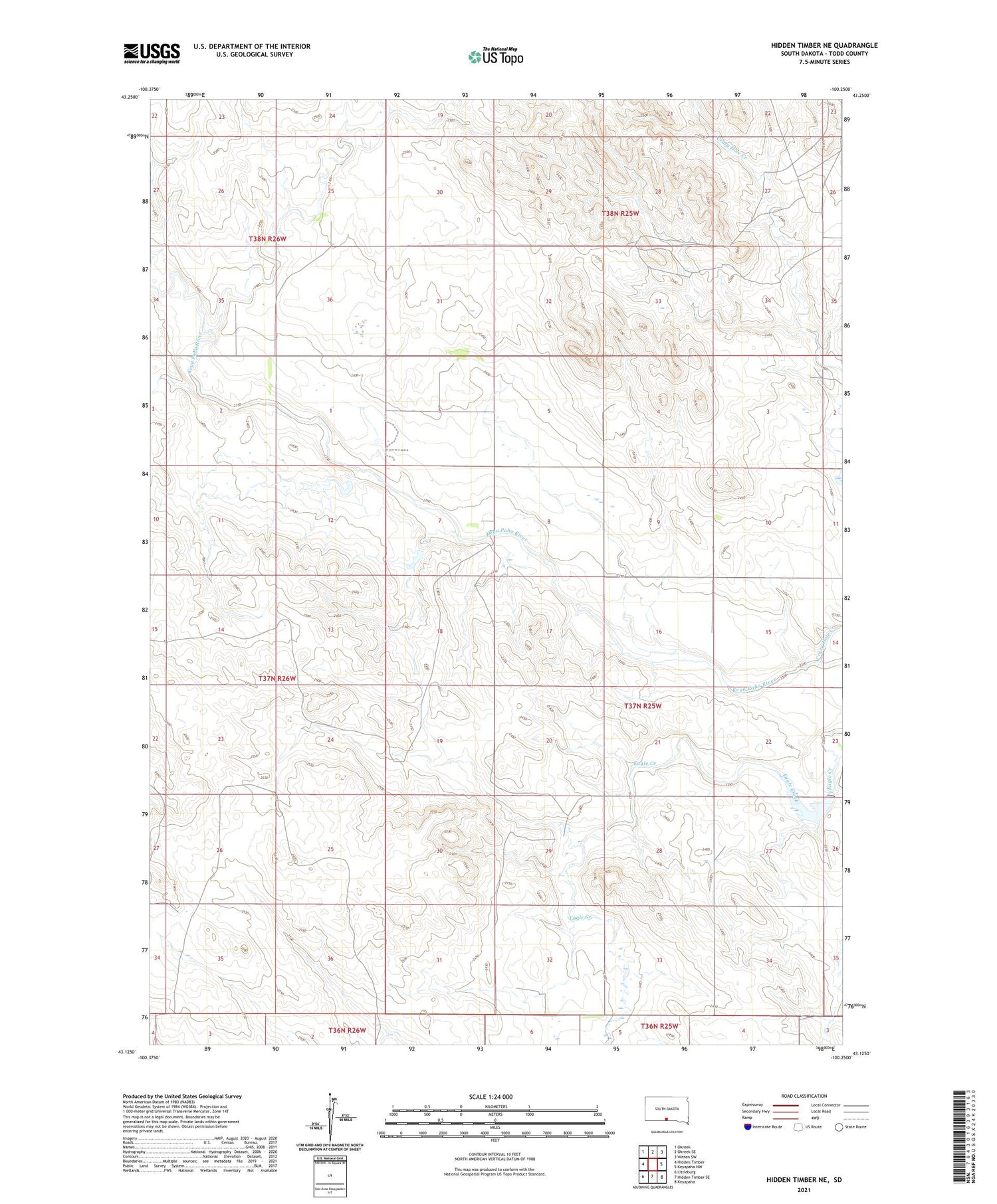 Hidden Timber NE South Dakota US Topo Map Image