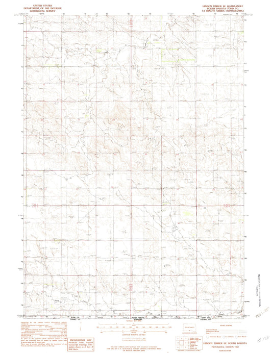 Classic USGS Hidden Timber SE South Dakota 7.5'x7.5' Topo Map Image