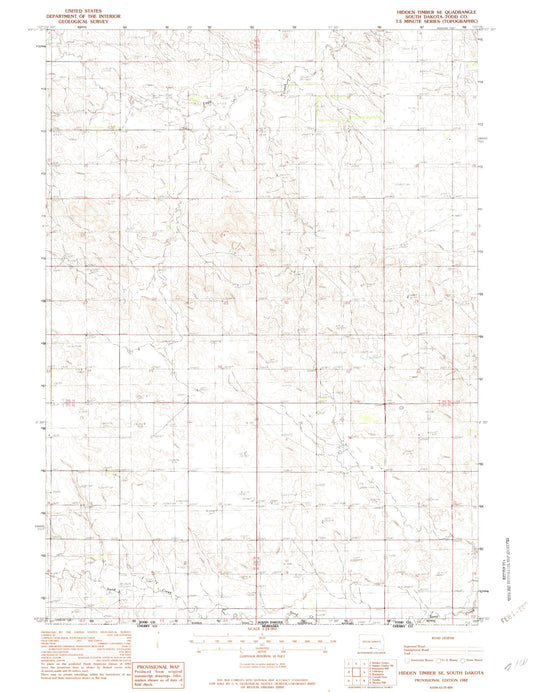 Classic USGS Hidden Timber SE South Dakota 7.5'x7.5' Topo Map Image