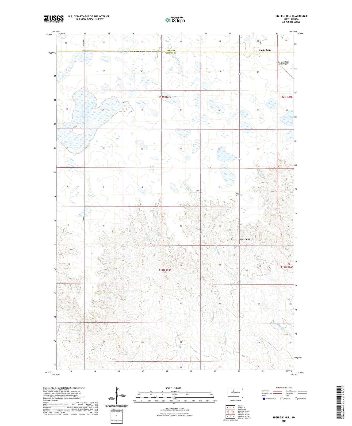 High Elk Hill South Dakota US Topo Map Image