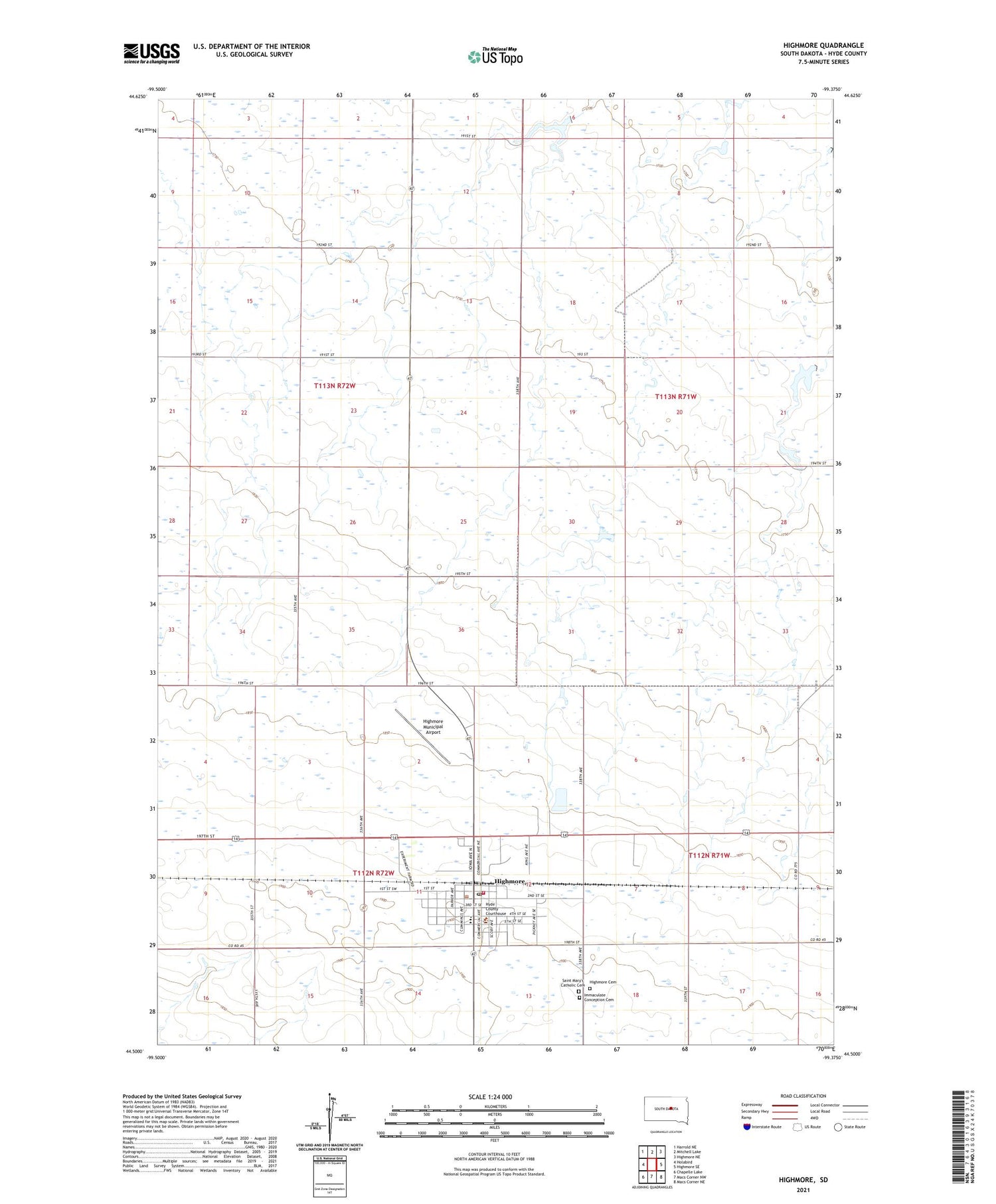 Highmore South Dakota US Topo Map Image
