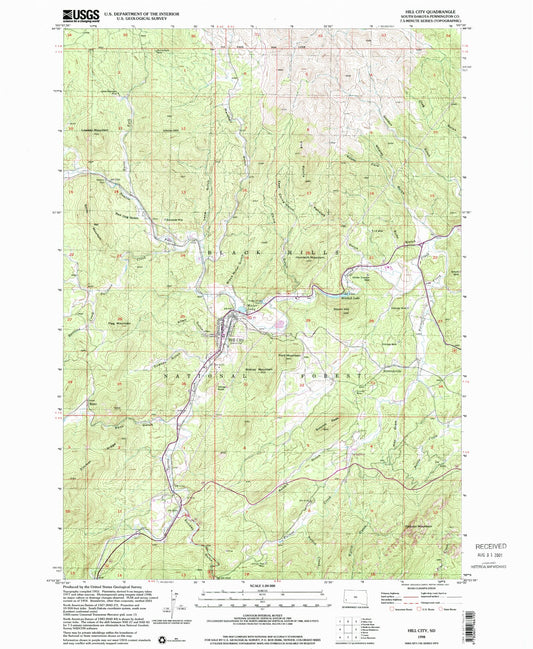 Classic USGS Hill City South Dakota 7.5'x7.5' Topo Map Image