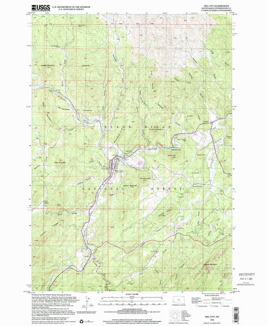 Classic USGS Hill City South Dakota 7.5'x7.5' Topo Map Image