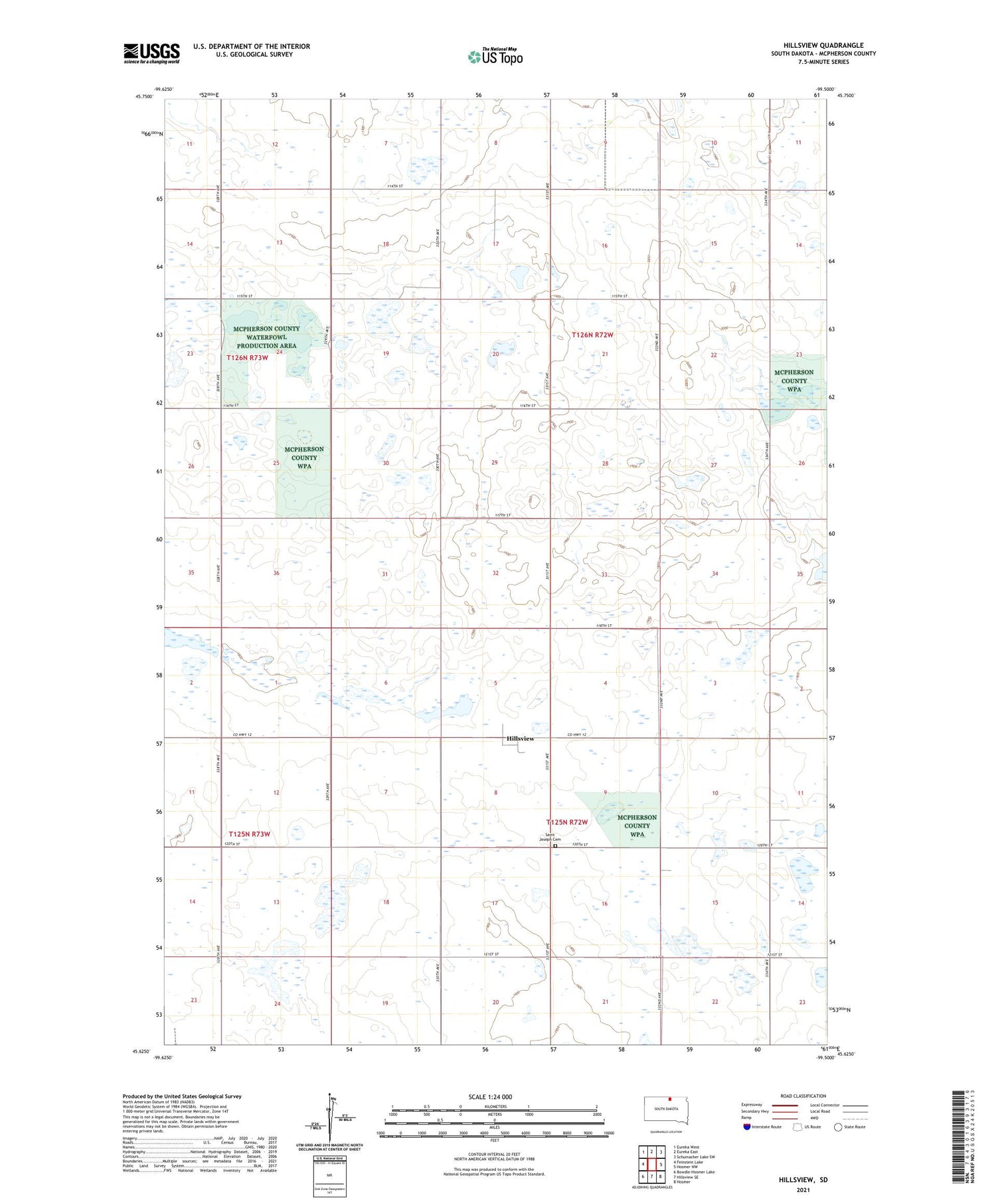 Hillsview South Dakota US Topo Map Image