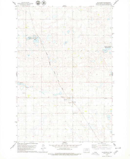 Classic USGS Hillsview South Dakota 7.5'x7.5' Topo Map Image
