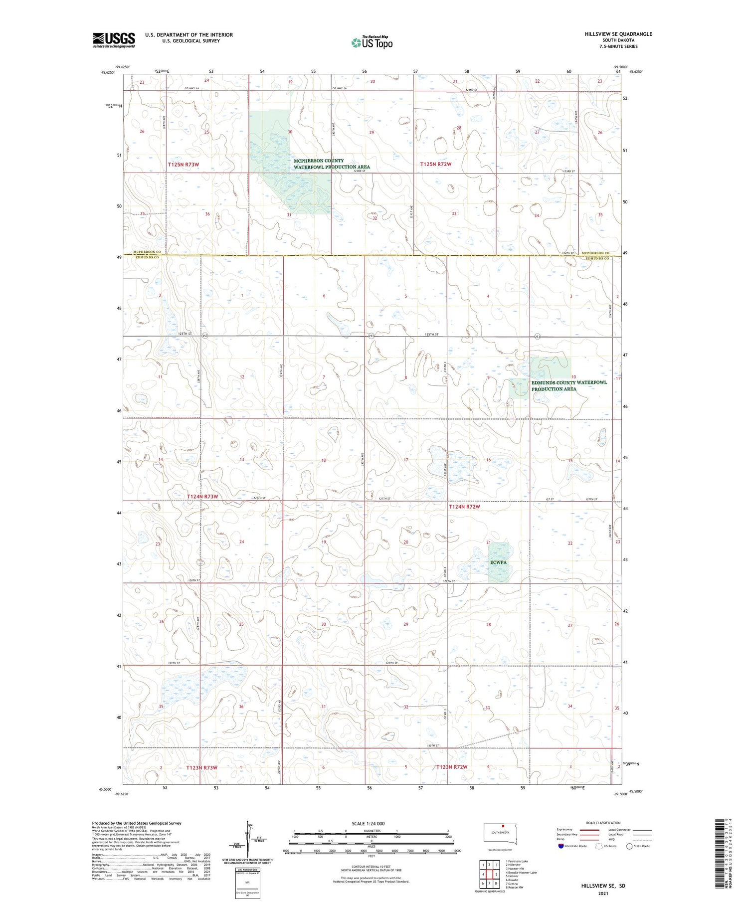 Hillsview SE South Dakota US Topo Map Image