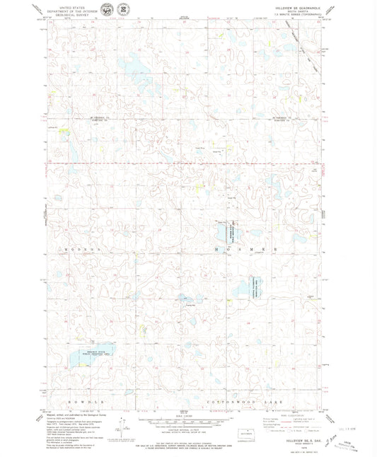 Classic USGS Hillsview SE South Dakota 7.5'x7.5' Topo Map Image