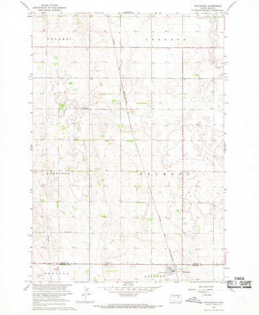 Classic USGS Hitchcock South Dakota 7.5'x7.5' Topo Map Image