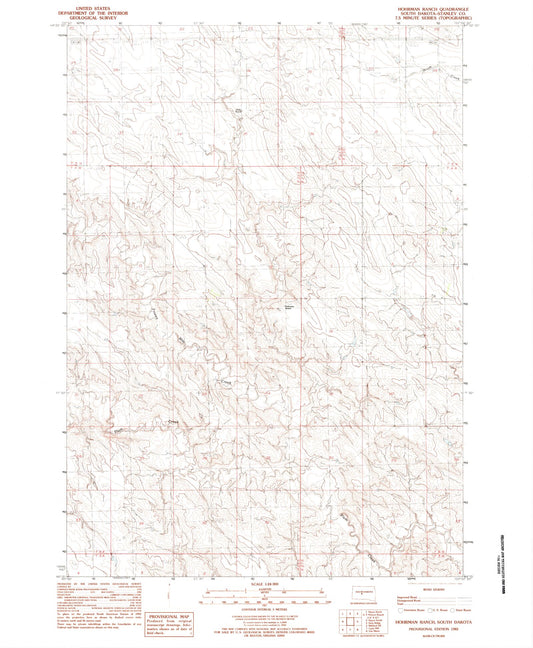 Classic USGS Hohrman Ranch South Dakota 7.5'x7.5' Topo Map Image