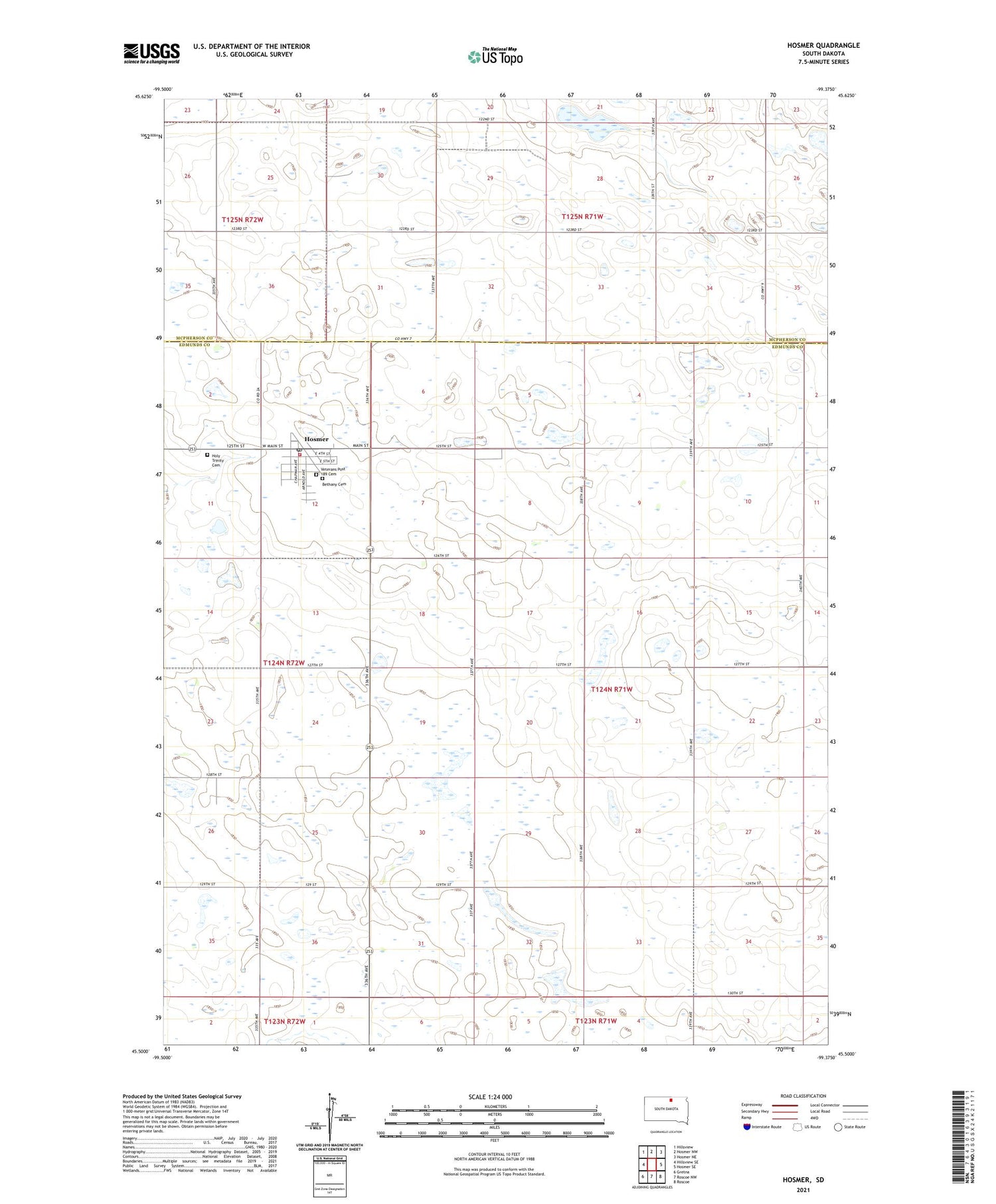 Hosmer South Dakota US Topo Map Image