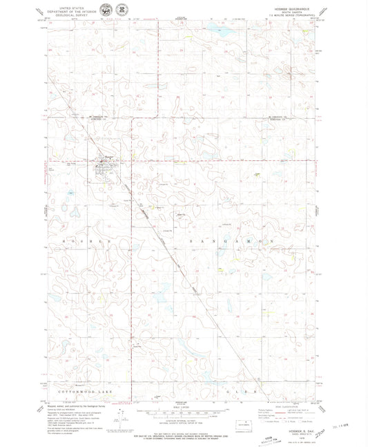 Classic USGS Hosmer South Dakota 7.5'x7.5' Topo Map Image
