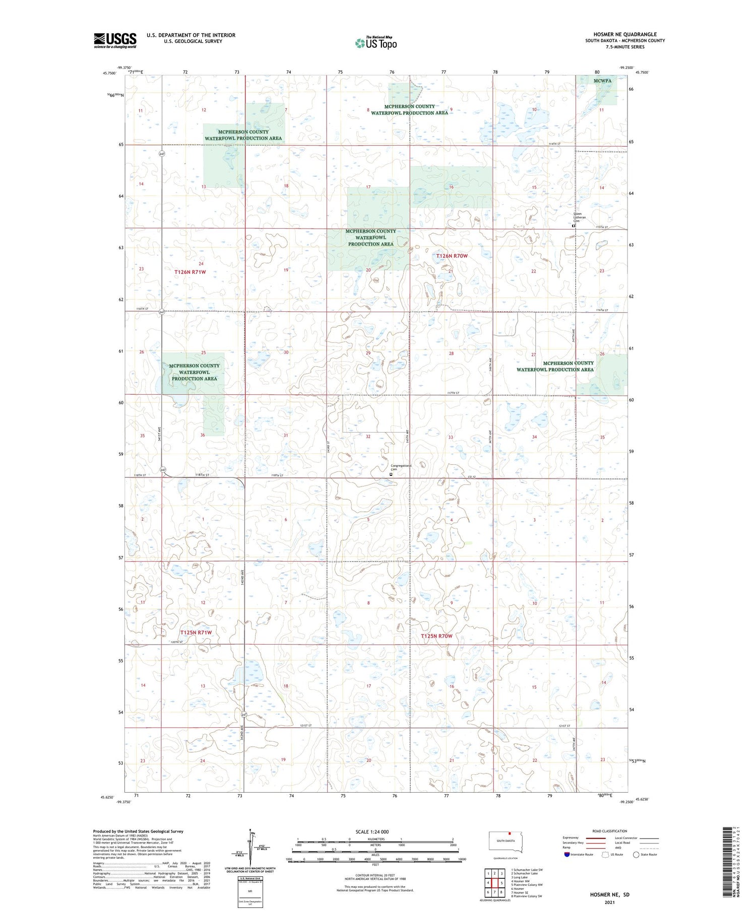 Hosmer NE South Dakota US Topo Map Image