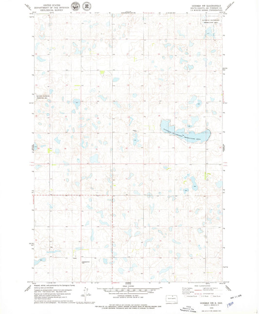 Classic USGS Hosmer NW South Dakota 7.5'x7.5' Topo Map Image