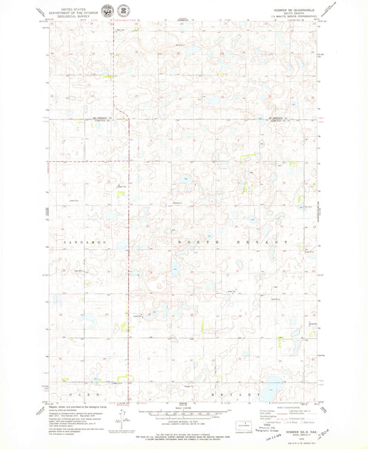 Classic USGS Hosmer SE South Dakota 7.5'x7.5' Topo Map Image